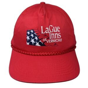 Cobra Caps 5 Panel Red One Size Rope USA Flag LaGue Inns Vermont Snapback Hat